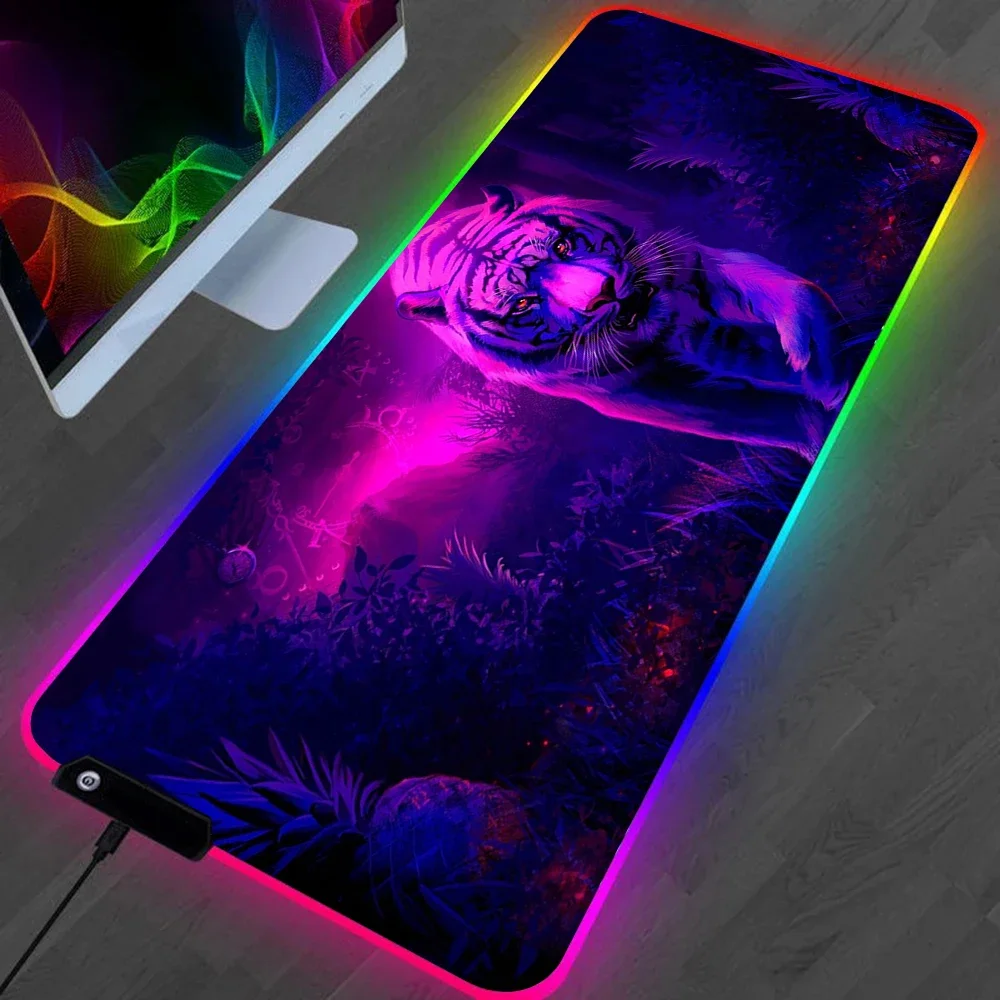 Löwe Tiger führte Gaming Mouse pads große Schreibtisch matte PC Gamer XL Mouse pad RGB Mauspad leuchtende Mäuse Mäuse Matten mit Hintergrund