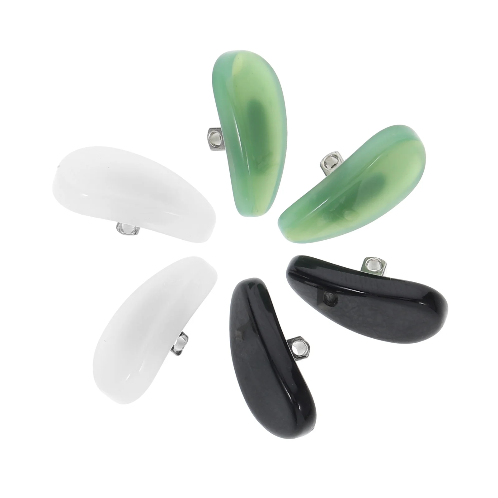 

3Pairs Unique Design Eyeglass Nose Pads Set Soft Smooth Material Glasses Sunglasses Replacement Black White Green