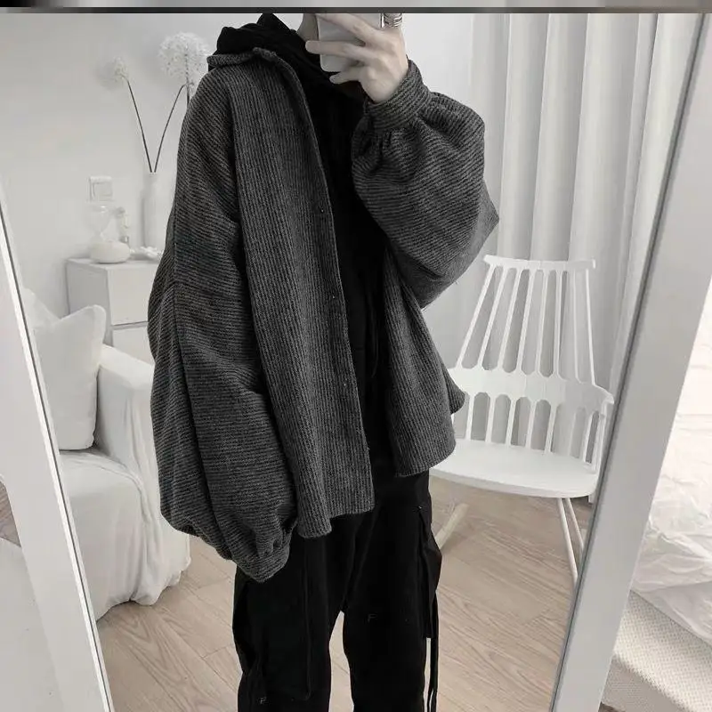 

Осень-зима мужское художественное ретро Fce на подкладке корейское свободное повседневное модное шерстяное пальто топ верхняя одежда