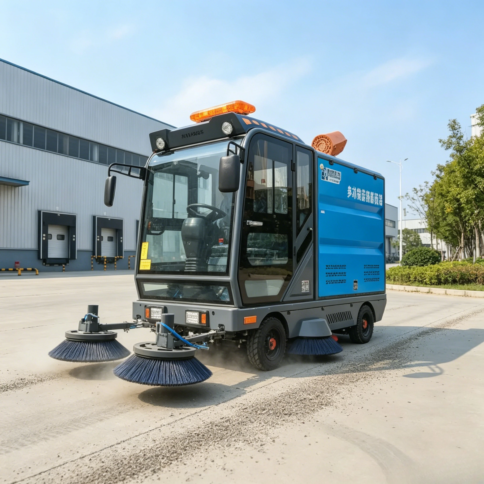The Most Popular Cleaning Truck Ride-on Sweeper Electric Street Floor Ride-on Fully Road Sweeper Anti-collision System Custom