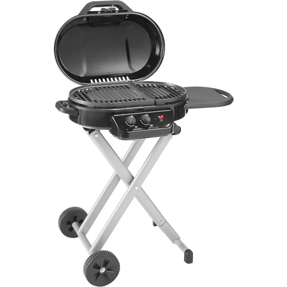 RoadTrip 225 Portable Stand-Up Propane Grill, Gas Grill with Push-Button Starter, Folding Legs & Wheels, Side Table