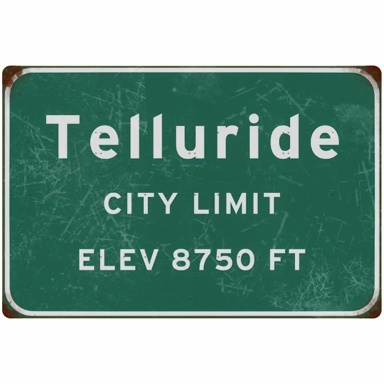 Tin Sign Retro Telluride City Limit Elevation 8750 Feet Highway Direction Indication Street Sign Airport Highway Iron Sheet Sign