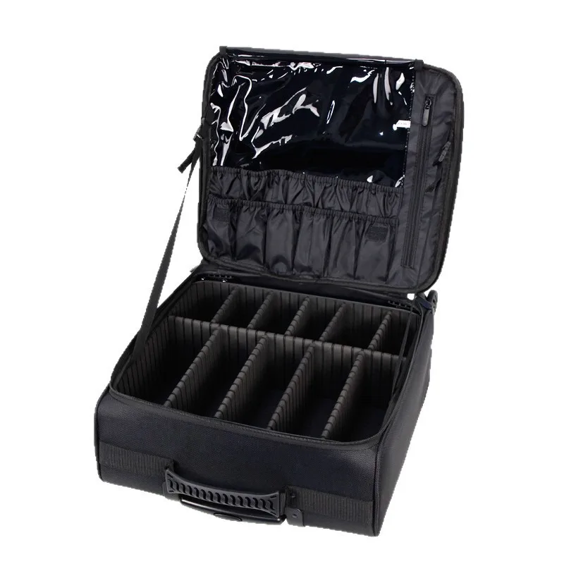 

Tie rod with wheel cosmetic bag large capacity and high