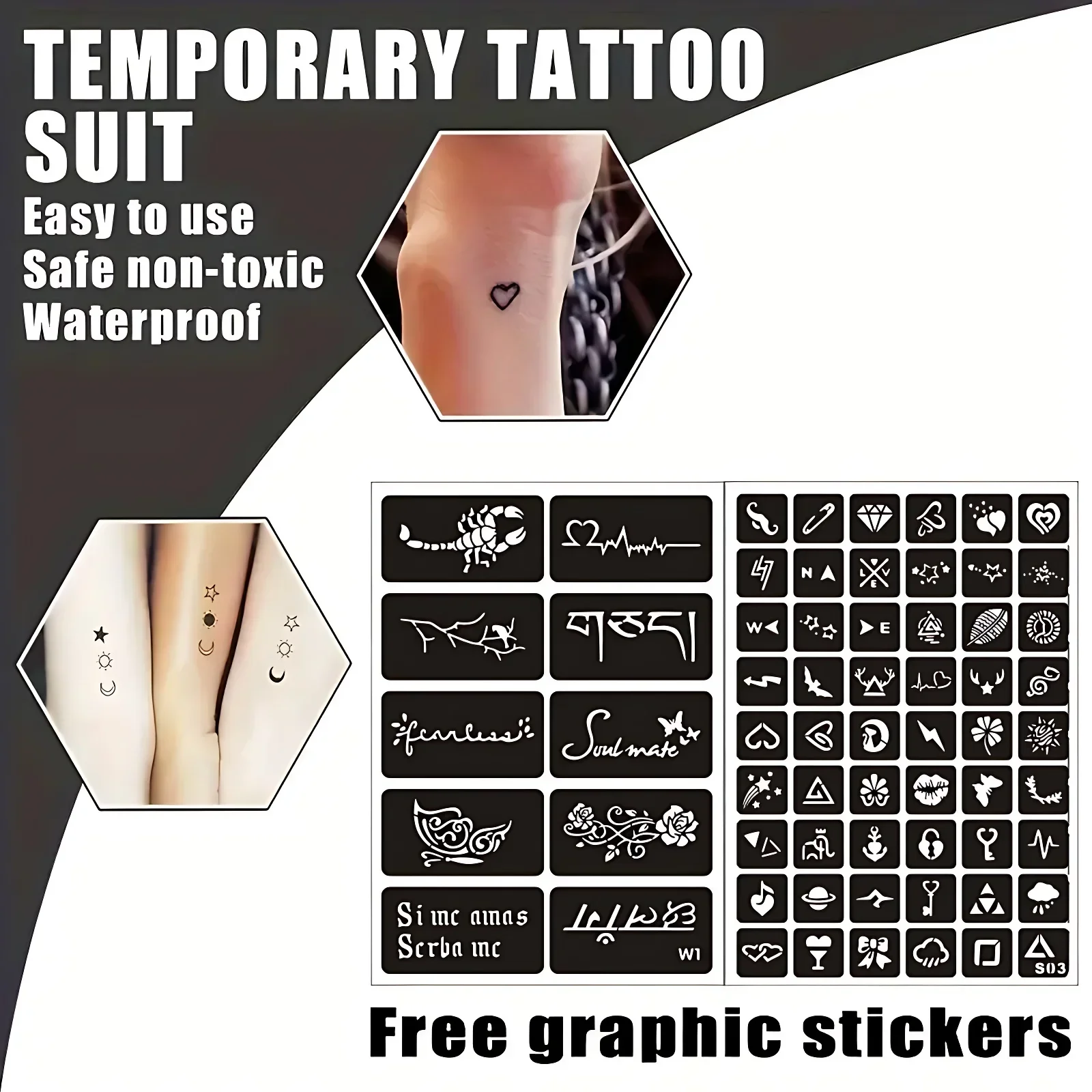 10-99pcs replable קעקועים זמני שבלונות בנות נער שיער למבוגרים מברשת חינה נצנצים קעקוע ערכת תבנית פנים diy צבע גוף אמנות