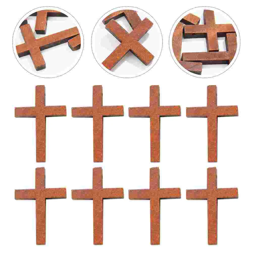 

Miniature Wooden Cross of The Lid Pendants Nail Charms Brown for Bracelet Making