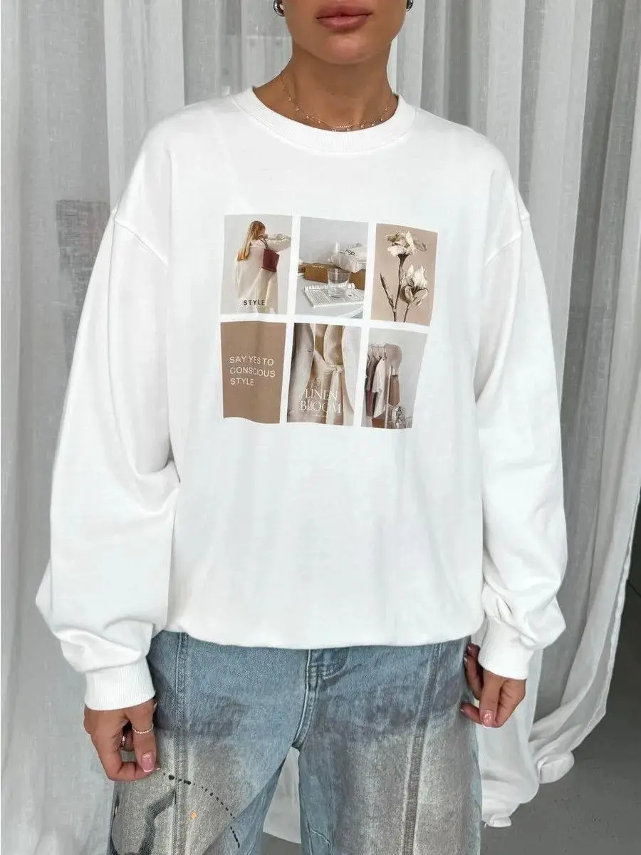 Sweat-shirt rétro café abricot Y2K pour femmes, Style français, col rond, ample, manches longues, pull, tendance, Streetwear, loisirs, automne