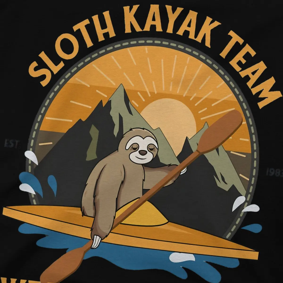 Sloth Cute Kayaking Kayak Team T Shirt Vintage Teenager Grunge High Quality Tshirt Large Crewneck Streetwear