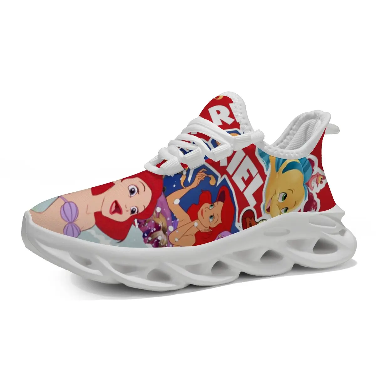 

Disney Kids Casual Shoes The Little Mermaid Ariel Kids Sports Shoes White Sole Breathable Running Sneakers for Men Women
