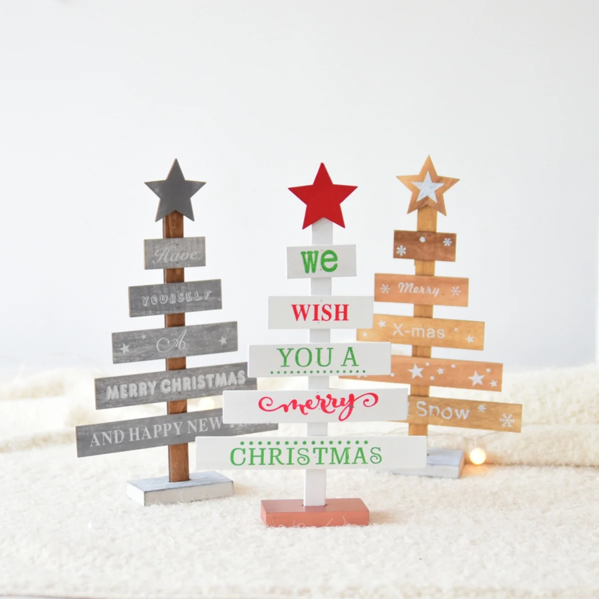 

Wooden Christmas Tree Original Wood Color Artistic Craft Home Office Decor Gift Birthday Wedding Xmas Graduation