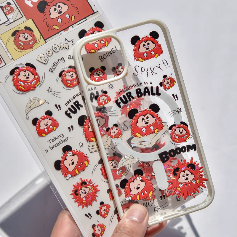 

Новая наклейка с Микки Маусом, мультяшная наклейка для ногтей с клубничным медведем для девочек, чехол для телефона «сделай сам», компьютерная чашка с водой, украшение, праздничный подарок