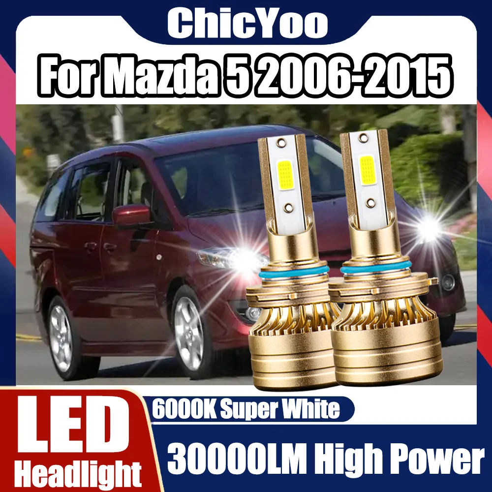 

2PCS High Power 30000LM LED Car Headlights Plug and Play 150W 9005 Auto Headlamps Bulbs 6000K Super White For Mazda 5 2006-2015