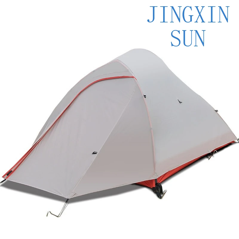 Double Layer Nylon Coated Silicone Camping Tent for Outdoor Field Use with Aluminum Pole Anti Rainstorm Lightweight Single