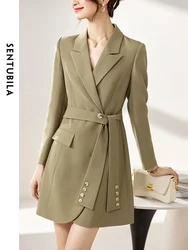 SENTUBILA Office Ladies Mini Blazer Dresses for Women 2024 Autumn Fashion Elegant Notched Lapel Long Sleeve Dresses 131L44914