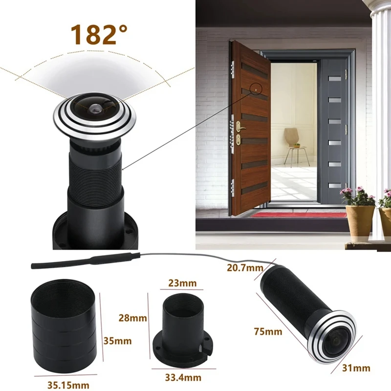 Tuya Wifi Door Eye Camera Mini Peephole Door Camera 1.6MM Wide Angle Fisheye Audio Build-In Speaker EU Plug