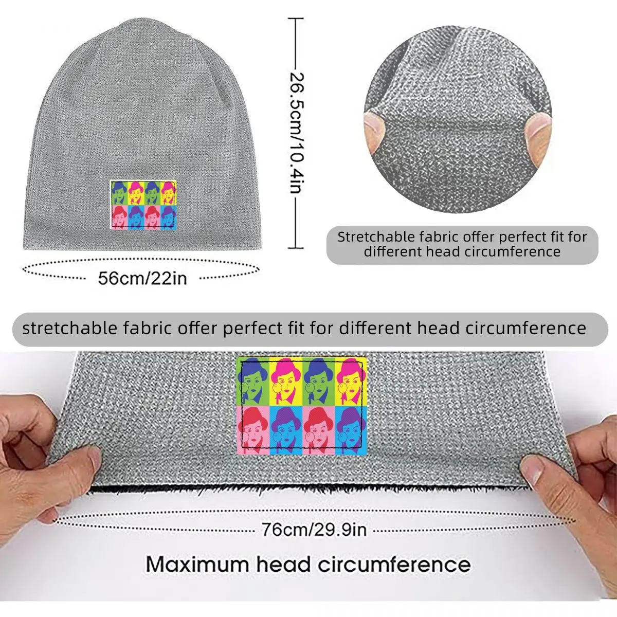 Murder, She Wrote Waffle Knit Fleece Lined Beanie with PU Leather Patch Unisex Warm Winter Soft Cap