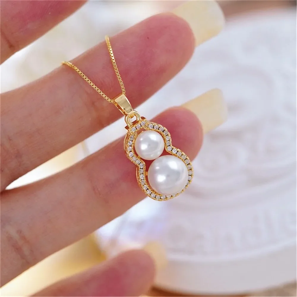 Classic Pearl Pendant Accessory 18K Plated Gold Pendant Settings Jewelry Findings Parts Fittings Connection Accessories D054