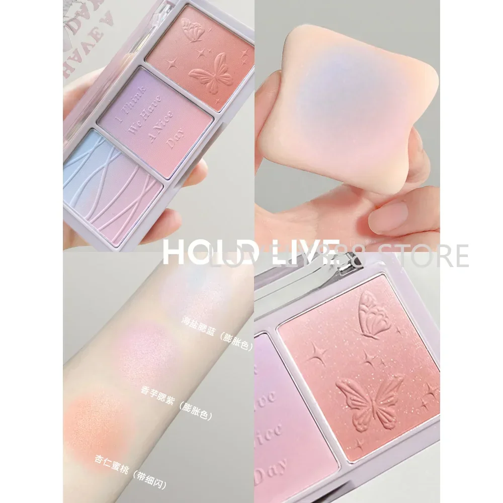 HOLD LIVE Secret Garden 3-Color Blusher Eye Shadow Contour Peach Matte Brighten High Gloss Blush Natural Korea Makeup Cosmetics