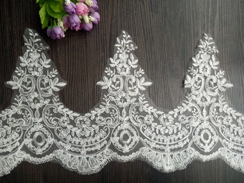 3 Yards/Lot 14 Farben Auto Knochen Stickerei Stoff Pailletten Spitze Trim Für Handgemachte DIY Kleidung Hochzeit Kleid Schleier 24CM Zubehör – Detail 3