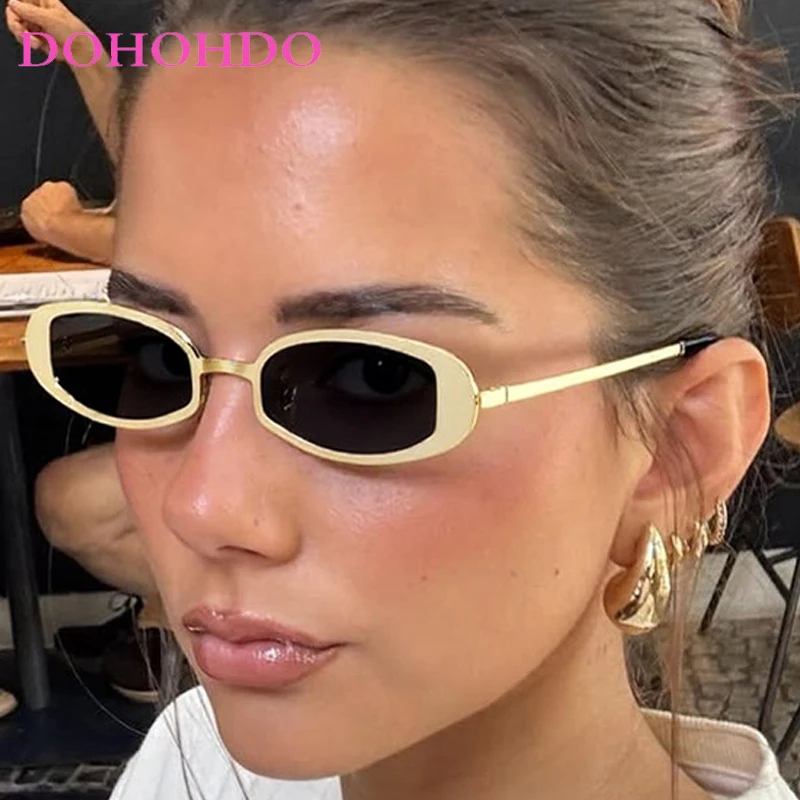 

Punk Metal Y2K Oval Frame Women's Sunglasses Luxury Brand Design Men's Sun Glasses Summer Traveling Drive Fashion Goggles UV400