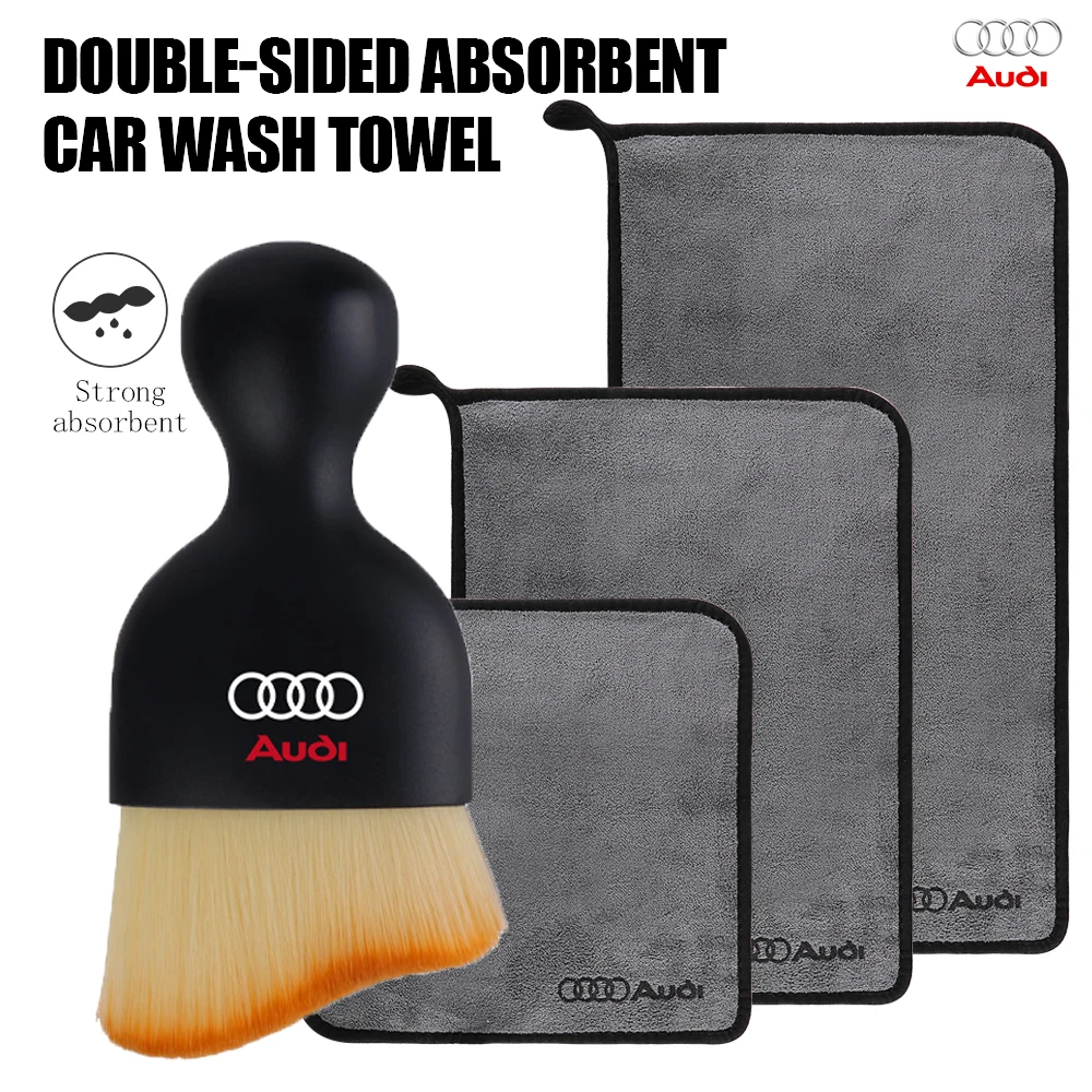 【セール中】車用マイクロファイバークリーニングタオル、乾燥クロス、クリーニングツール、アウディSラインクワトロRS S TT A1 A2 A3用車内クリーニングブラシ