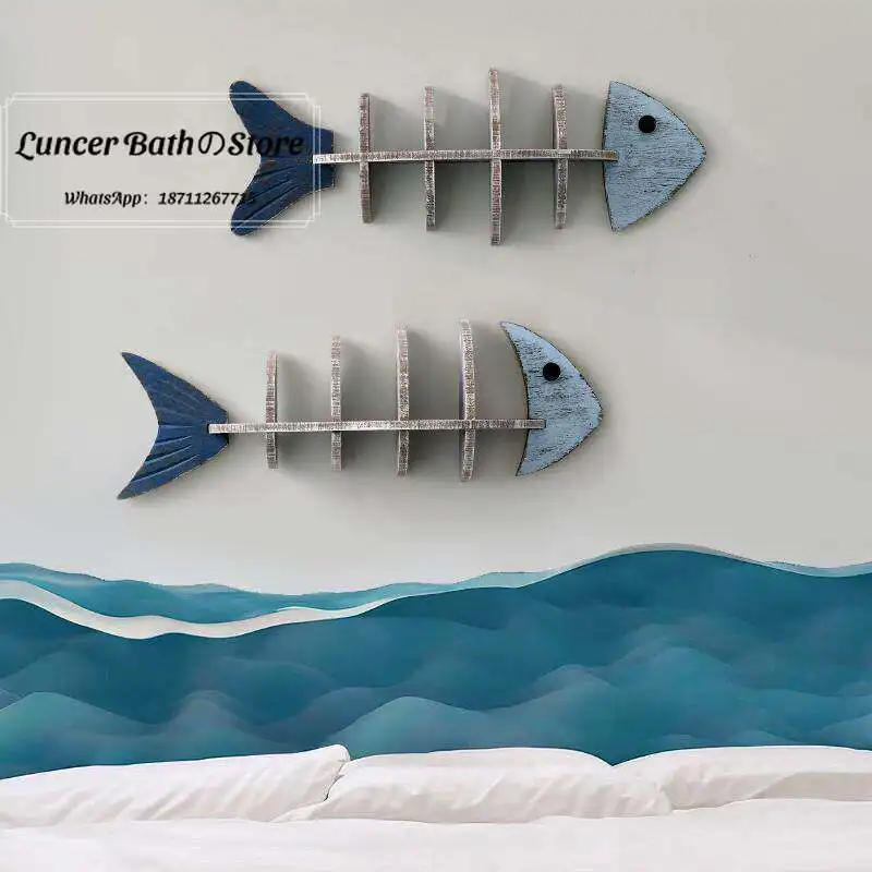 Mediterranean style fish-shaped shelf wall-mounted multi-layer storage rack home decoration display rack
