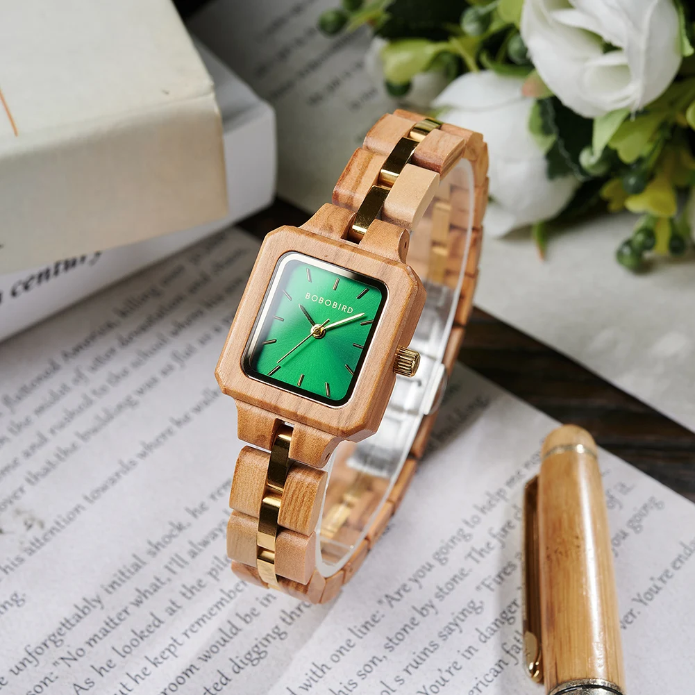 Women Watch Top Luxry Brand BOBO BIRD Female Wooden Quartz Wristwatch Personalized Engraved emerald Reloj Mujer Dropshipping