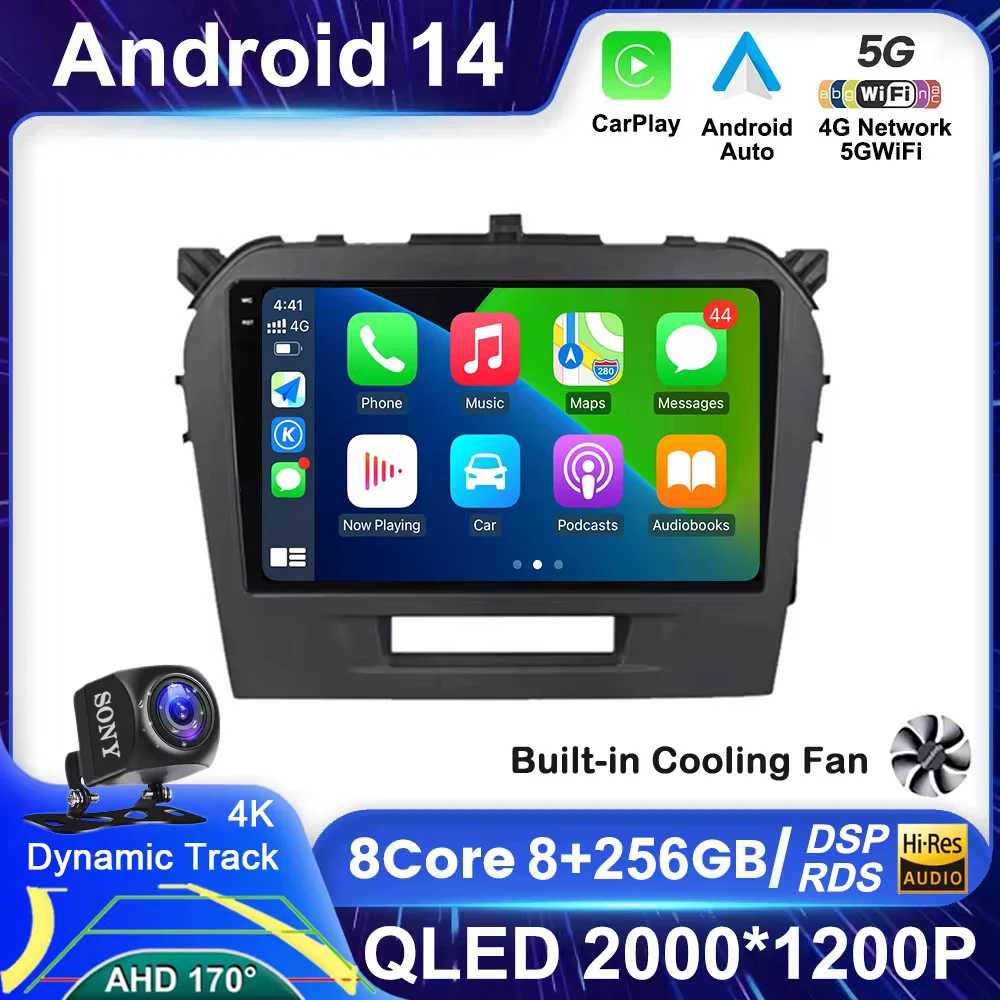 Android 14 Auto Carplay Stereo For Suzuki Vitara 2015 2016 2017 2018 2019 Car Radio Multimedia Video Player Navigation Gps WIFI