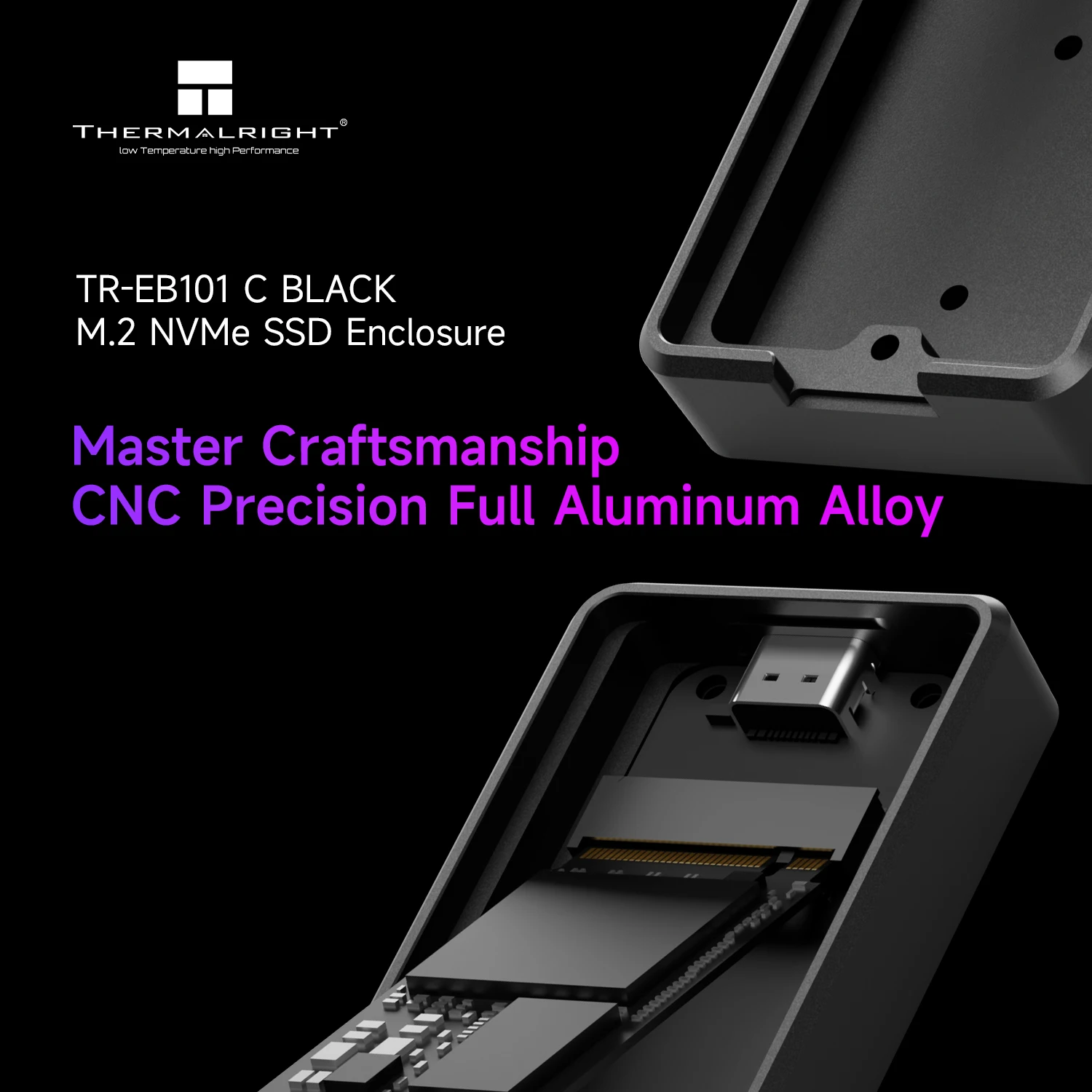 Thermalright TR-EB101 M.2 NVMe SSD Enclosure Type-C 3.2 Aluminum External Case NVMe/SATA Dual Protocol 10Gbps for Laptop Phone
