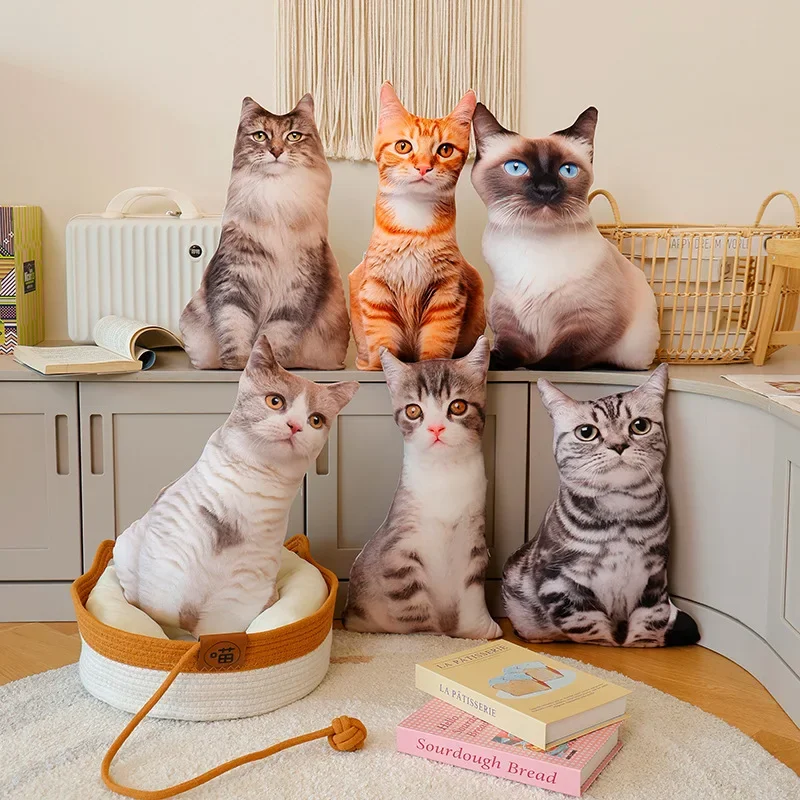 Neue Großhandel Lebensechte 3d Katze Plüsch Spielzeug Gefüllte Weiche Tier Puppe Simulation Schlaf Kissen Sofa Kissen Cartoon Wohnkultur Geschenk