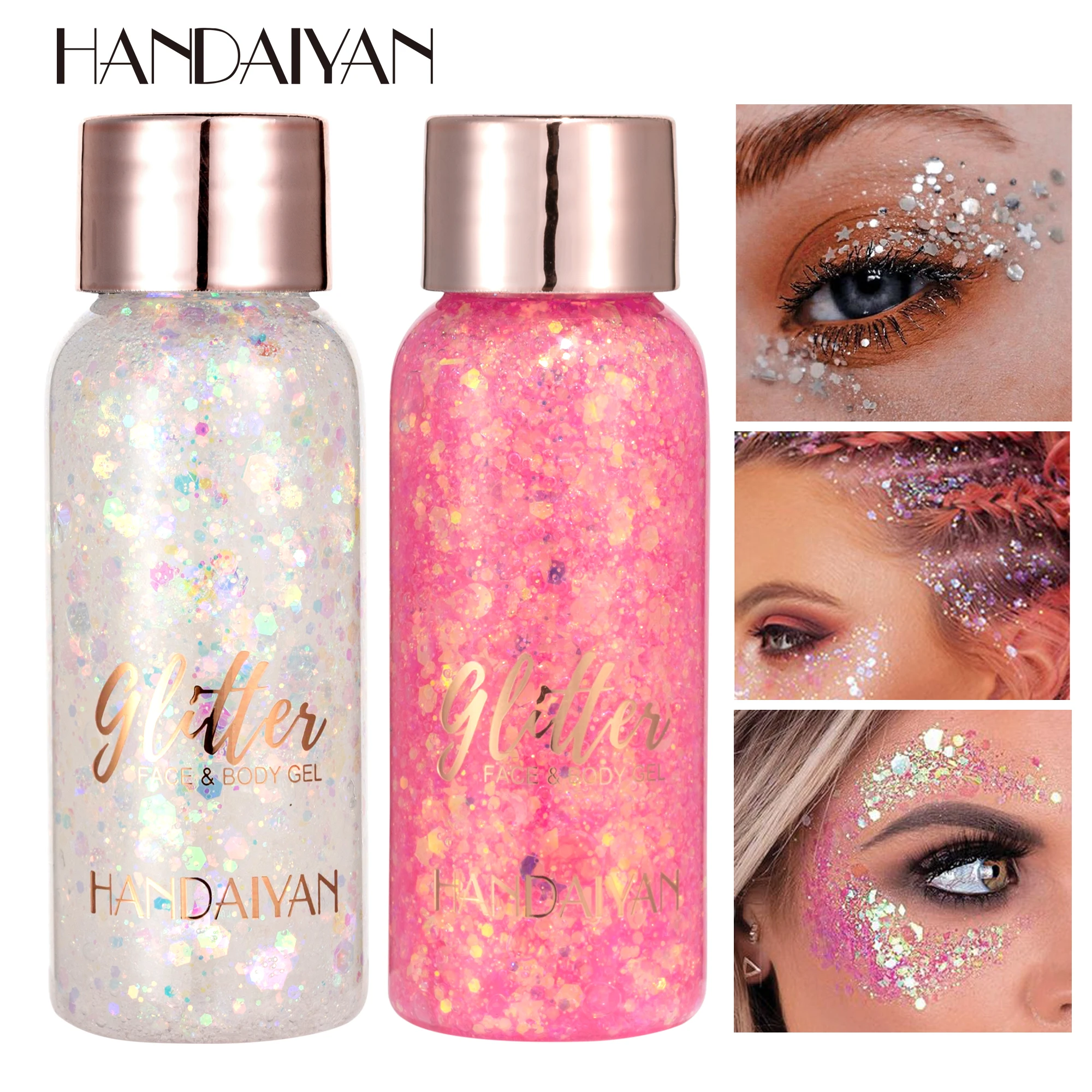 Handa iyan Augen Kosmetik Nagel Haar Körper Gesicht multifunktion ales Gel mit Schmier löffel Flash lose Pailletten Creme Glitter Gel Make-up