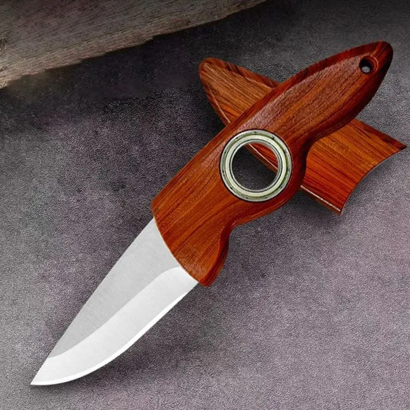 Portable Adventure Multifunctional Knife Stainless Steel Blade Wooden Handle Outdoor Knives Hunting Camping Pocket Tool