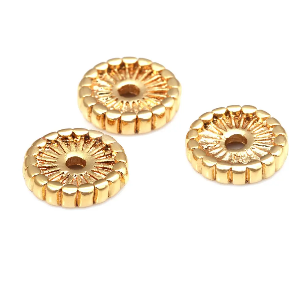 7MM 9.5MM 13MM 18K Gold Color Brass Spacer Beads High Quality Diy Jewelry Making Necklace Earrings Accessories for Women