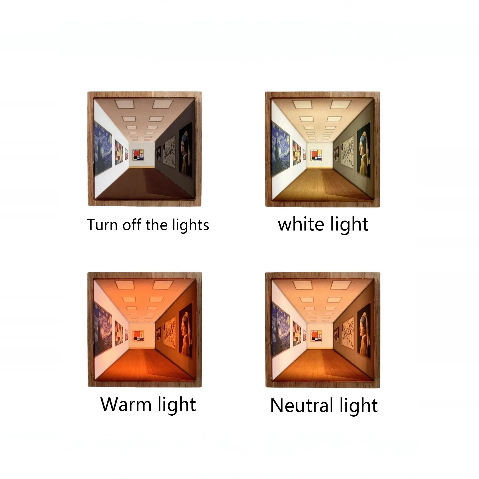 3D naked eye visual night light wall lamp living room light luxury wooden wall mounted high-end atmosphere lamp