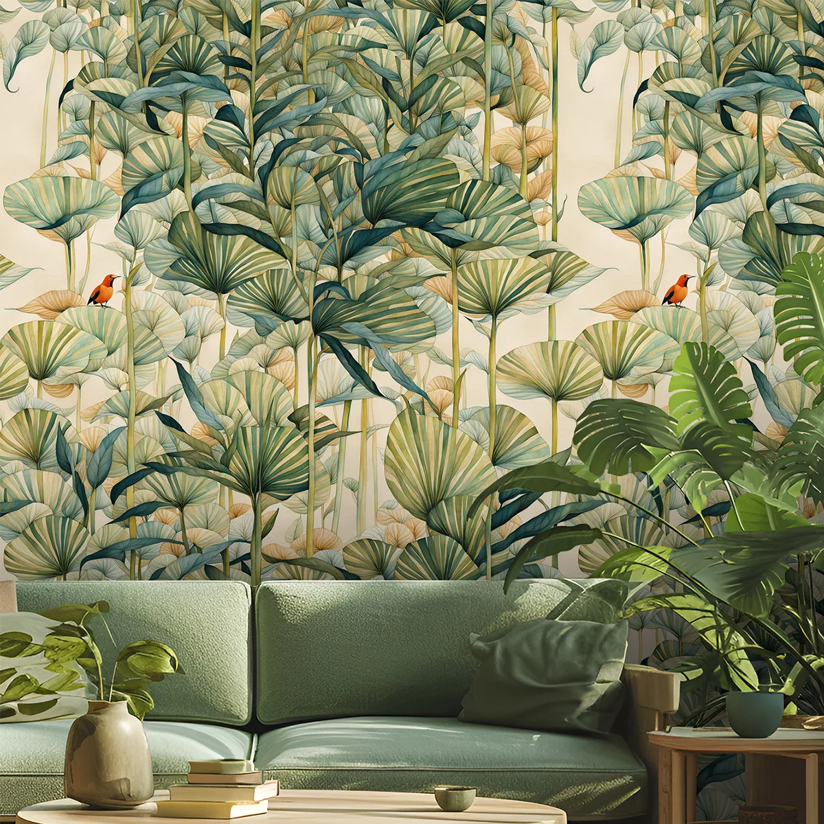 

Self-adhesive Thickened Palm Wood Forest Living Room Bedroom TV Background Wall Renovation Waterproof Home Decoration