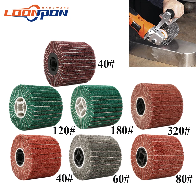 Loonpon Stainless Steel Polishing Wheel Metal Polish Abrasives Brush Roller Burnishing Tools 120x100x19mm