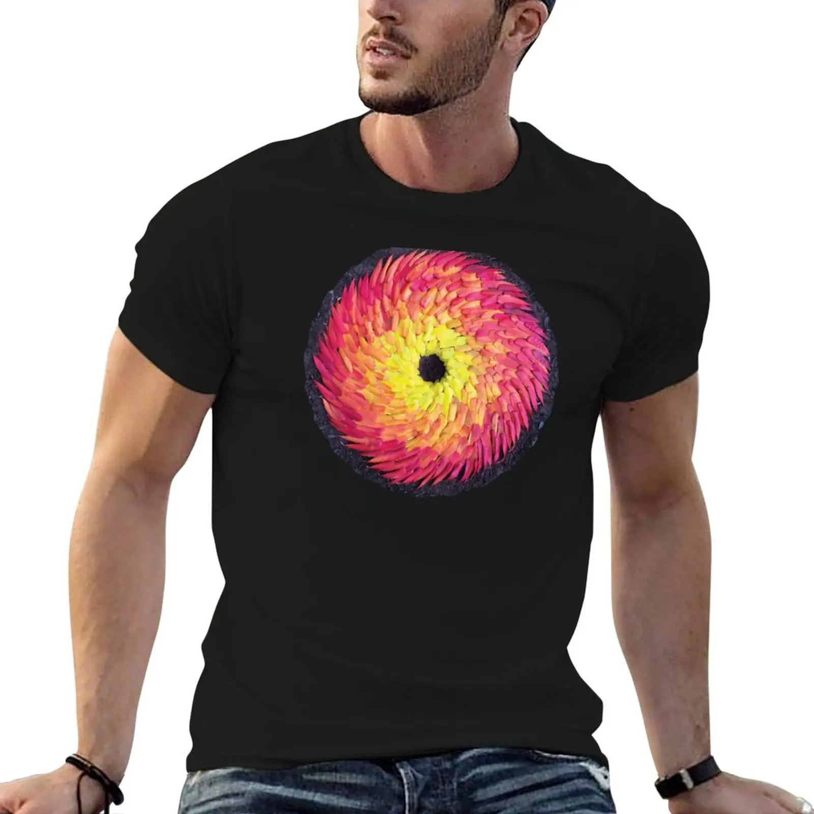 Passion Portal - Autumn Sumac Leaf Spiral Mandala T-Shirt g man t shirts for men t shirts for man pack cotton T-Shirt