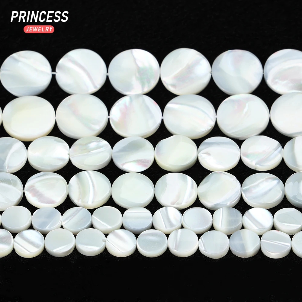 

A++ Natural 6-15mm White Trochus Shell Sea Shell Flat Round Beads for Jewelry Making Bracelet Necklace DIY Accessories