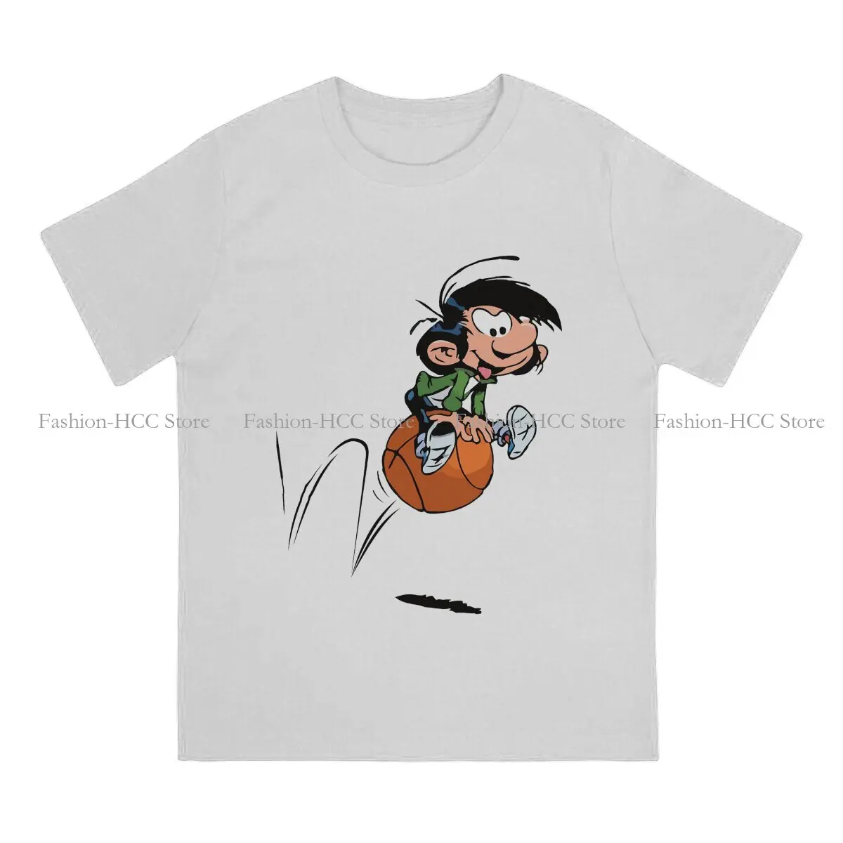 On Ball Harajuku Polyester TShirt Gaston Lagaffe Comic Creative Tops Casual T Shirt Men Tee