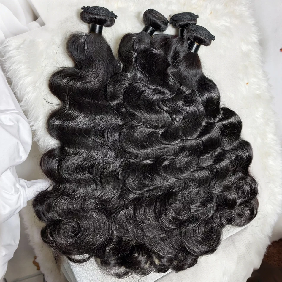 30 40Inch 3 4 Bundle Loose Body Wave Bundles Unprocessed Human Hair 16A Raw Hair Bundles Extensions Brazilian Natural Black