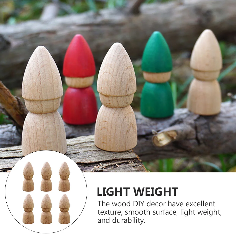 

6Pcs DIY Wooden Pegs Unfinished Safe for Kids Creativity Gift Drawing Writing Peg Wooden Pegs Wood Peg