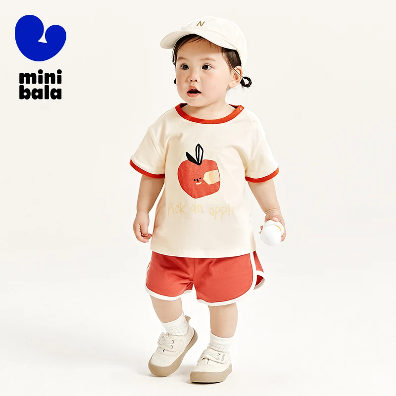 Mini Bala Short Sleeve Set Unisex Children Pure Cotton Sportswear 2024 Summer New Collection
