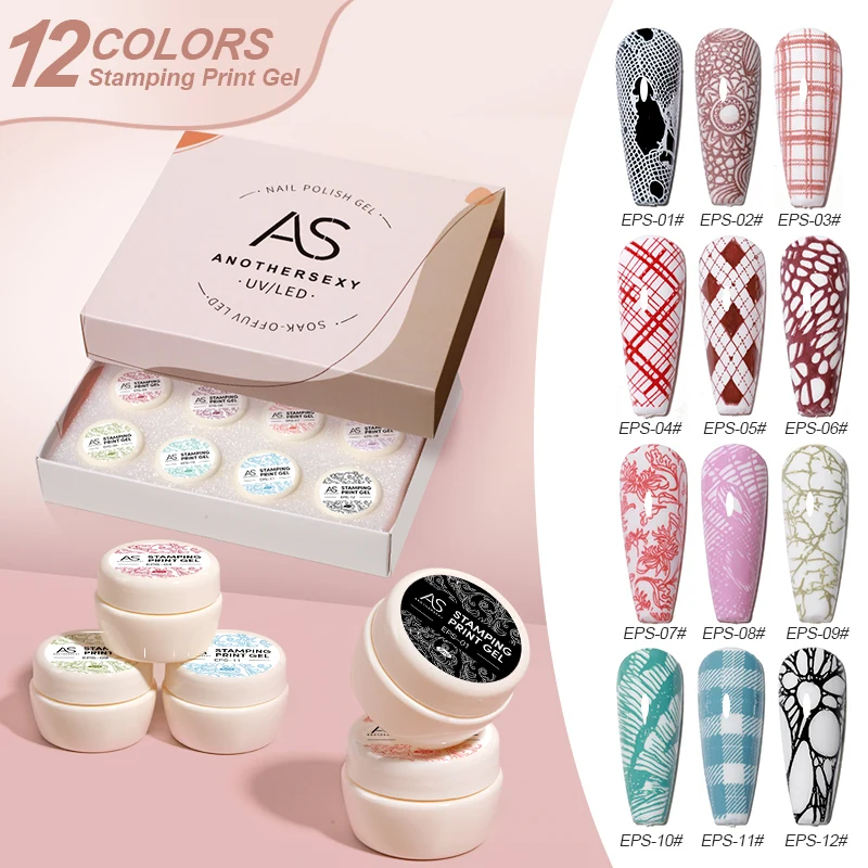 Nail Stamping Gel Polish Set Black White Red Blue Nail Print Lacquers for Stamping Plate 12 Colors Nail Stamping Varnish Kit