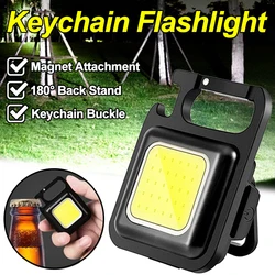 Mini Portable LED Flashlights Keychain Work Light USB Rechargeable Camping Lamp Waterproof Outdoor Emergency Magnet Torch Lights