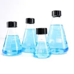 1pc lab 50ml to 1000ml borosilicate glass conical flask Triangle  flask with black cap for laboratory experiment