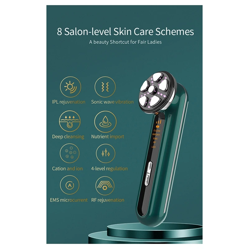 Appareil facial à microcourant Machine de levage du visage Peau du cou Serrer le masseur Thérapie par la lumière LED Tool-A58E de beauté par vibration