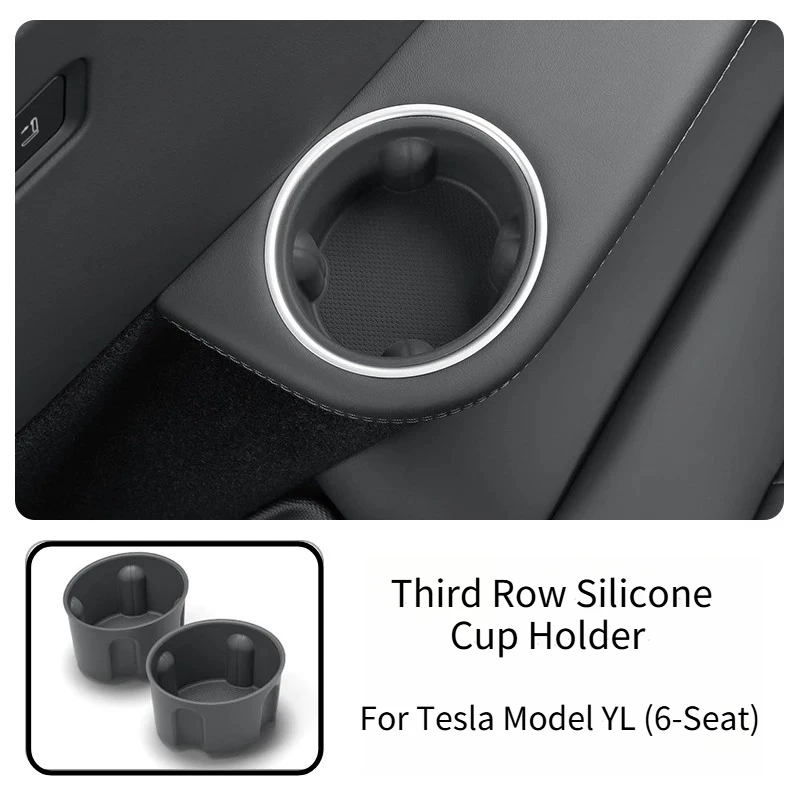 For Tesla Model YL 2026+ Third Row Silicone Cup Holder Insert Center Console Water Cup Holder Organizer Storage Box Accessories