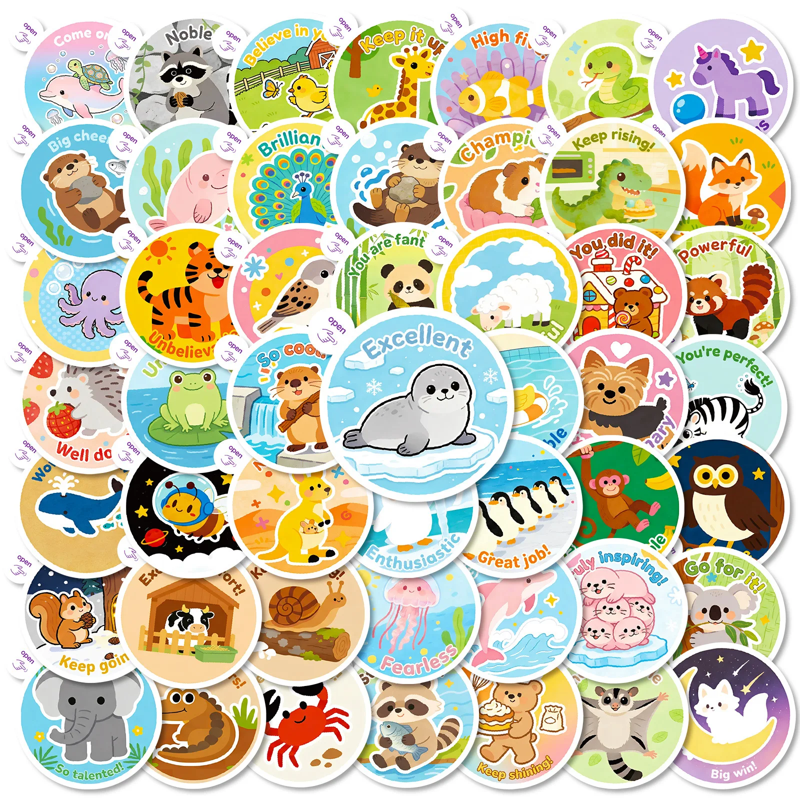 

50 шт., легкие наклейки с мультяшными животными, студенческие офисные принадлежности, декоративные наклейки для телефонов, холодильников, детские награды, наклейки