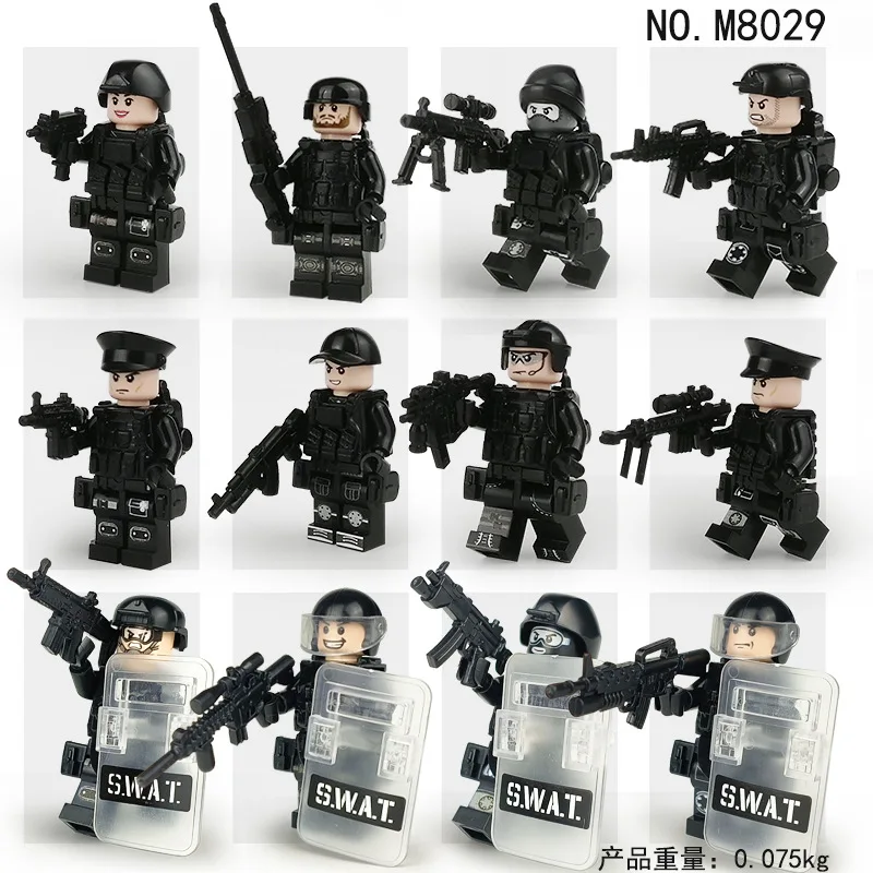 Bausteine der Militärserie, Spezialpolizei, Dschungelspärlinge, handgefertigte Modelle, zusammengebautes Spielzeug, humanoide Puppen, Geburtstagsgeschenke – Detail 14