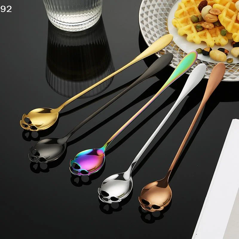 Ice Pick Pick - ステンレス鋼コーヒースクープスカルシェイプデザートアイスクリームスプーンハロウィンテーマパーティーダイニングテーブルスクープ装飾用品
