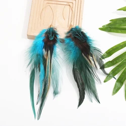 Chic Boho-Style Feather Dangle Earrings Zinc Alloy - Perfect Gift for Stylish Occasions & Memorial Souvenirs